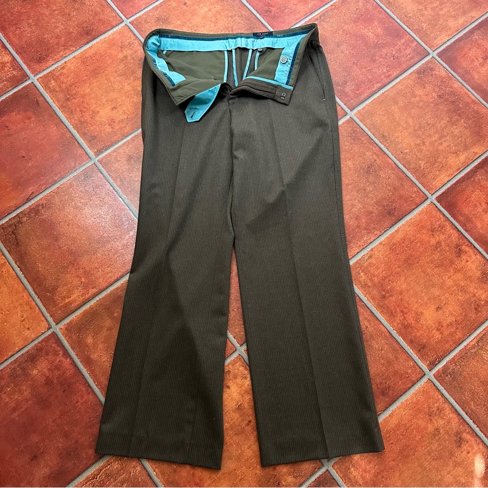 Ted Baker Wool Pants with Teal Pinstripes